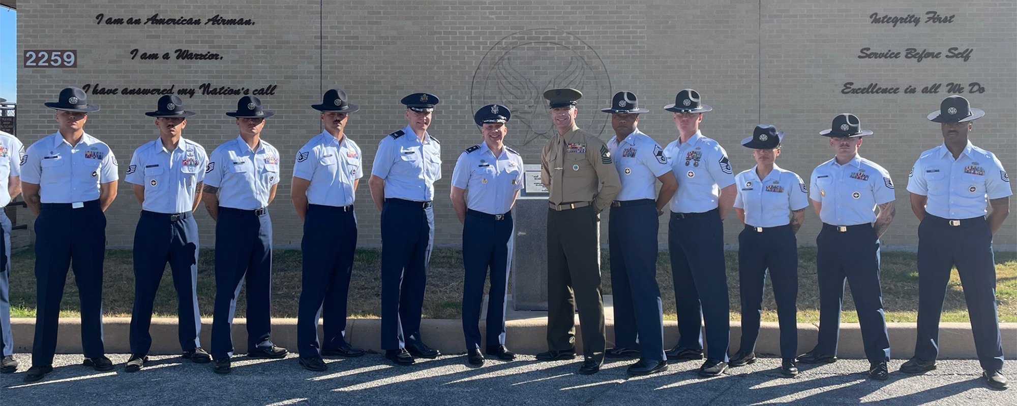 Major General Lyle Drew, Sergeant Major Daniel Mangrum, and Lieutenant Colonel Kyle Morgan participated in the Basic Military Training Graduation ceremonies.