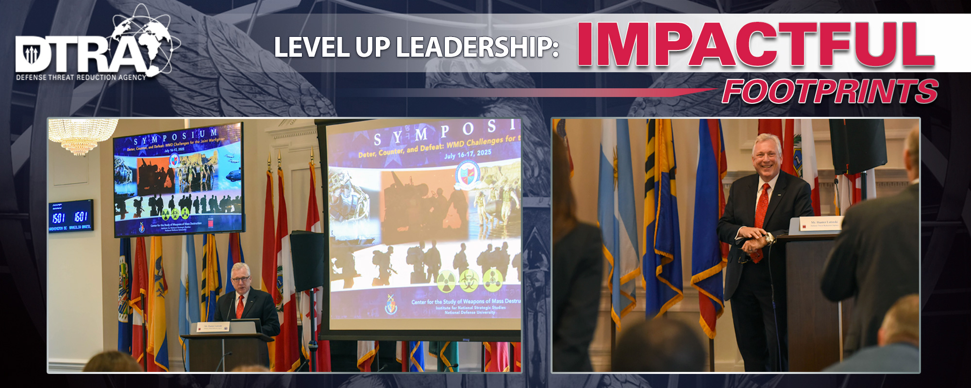Mr. Hunter Lutinski, DTRA’s Acting Executive Director, delivered a keynote address on July 17 at the  “2025 Annual Weapons of Mass Destruction Symposium” hosted by National Defense University.