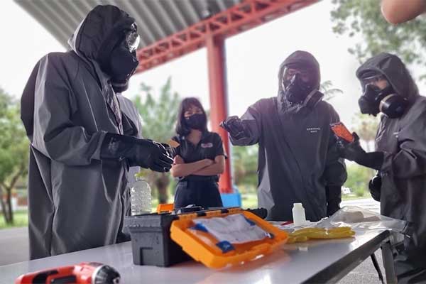 During the Capstone Exercises, participants conducted simulated CWMD investigations, including securing the crime scene, collection and testing of evidence.