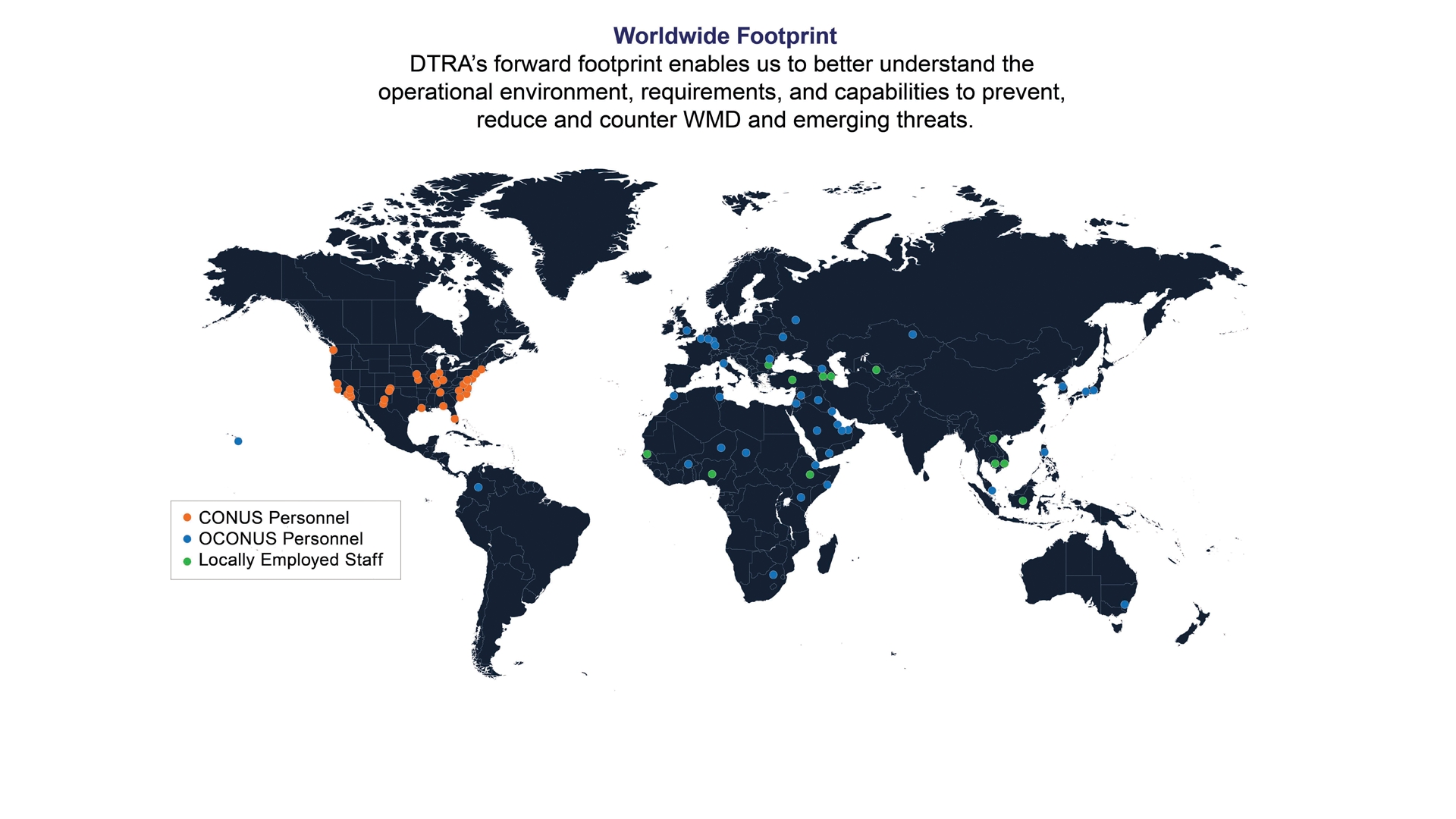 DTRA Location Map = Worldwide Footprint