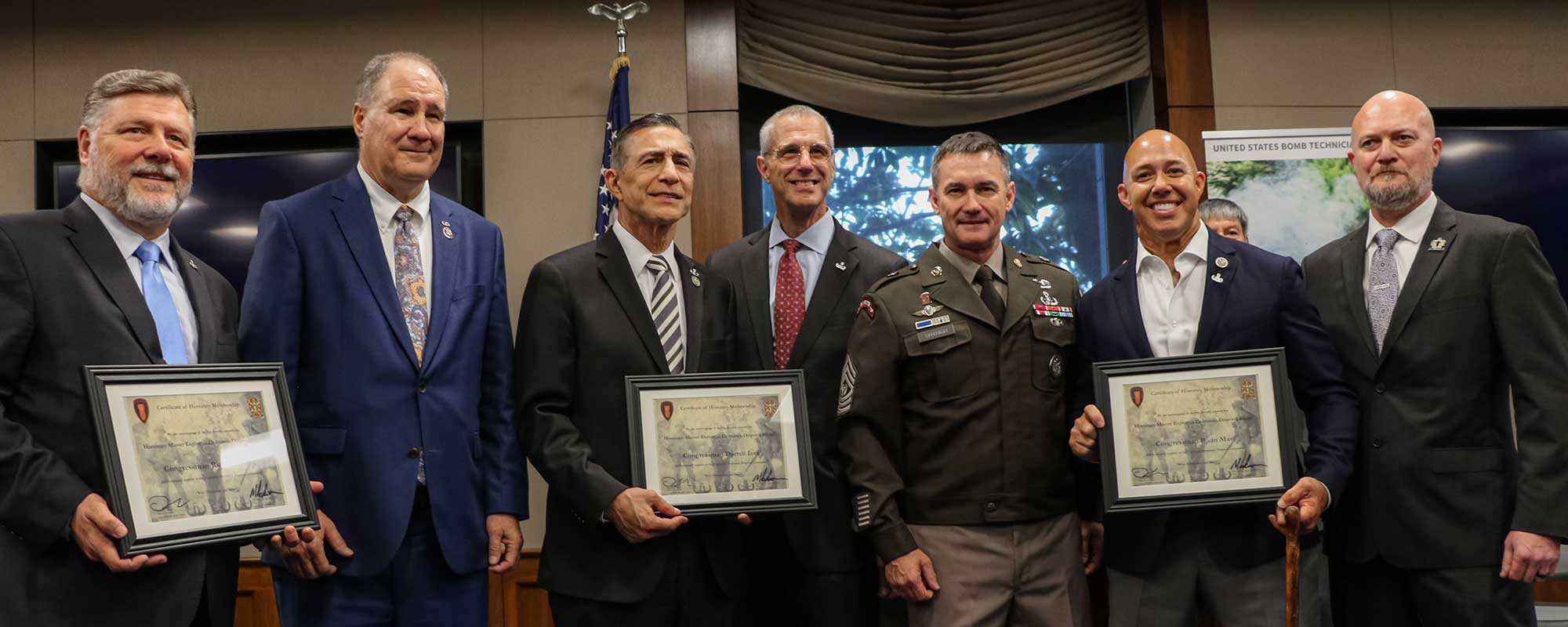 Congratulations Congressman Rick Crawford, Darrell Issa, & Brian Mast on being awarded the Army Master Explosive Ordnance Disposal Badge